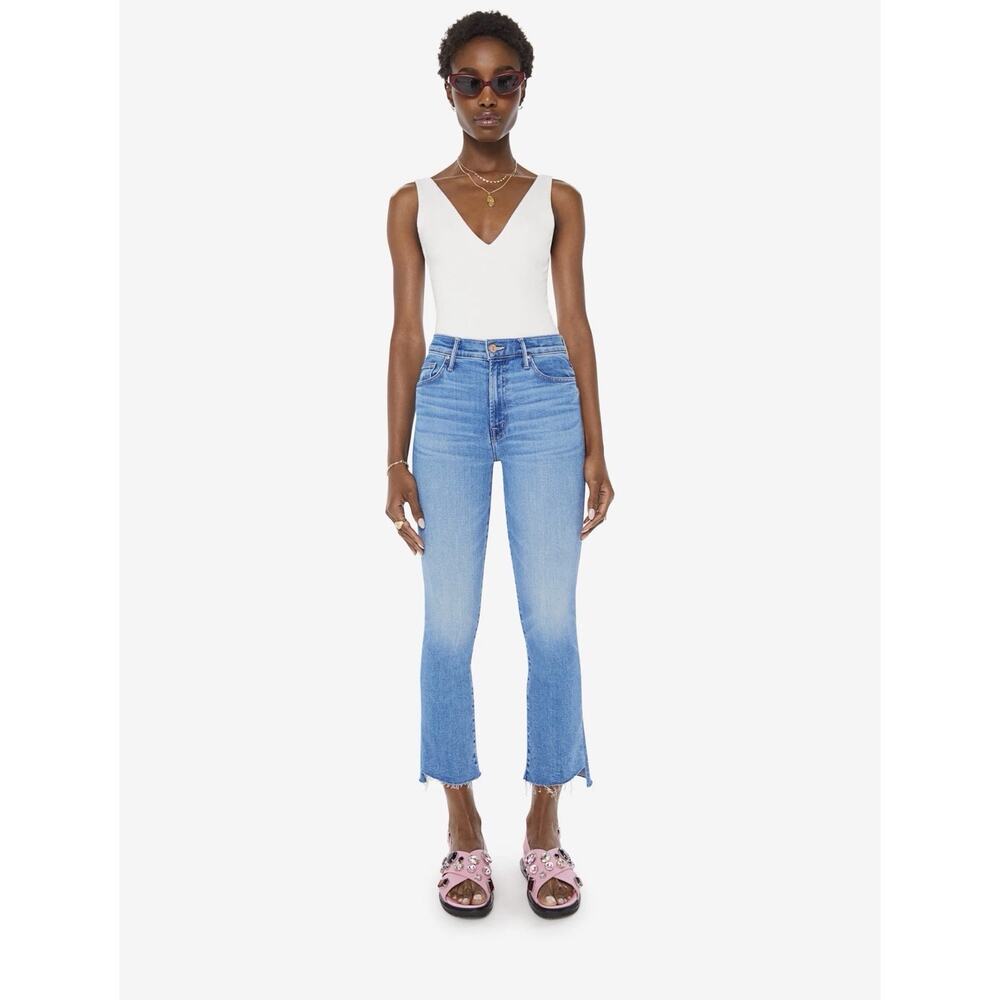 Mother Limited Edition Lil Insider Crop Step Fray Jeans Out Of The Blue Size 31